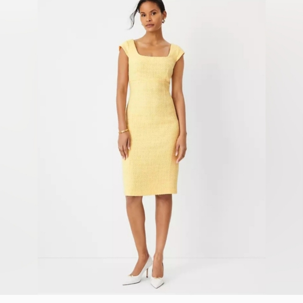 Ann Taylor Yellow Sheath Midi Dress